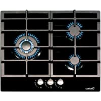Cata - Modelo LCI 6021 BK- 3 Quemadores Encendido Eléctrico- Encimera de Gas Natural- Ancho de 58 cm- Negro